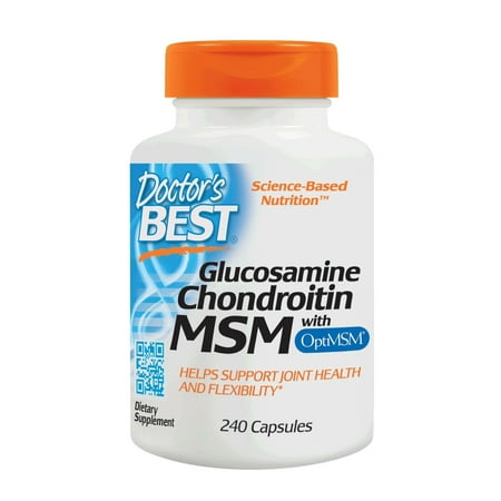 Doctor's Best Glucosamine Chondroitin MSM with OptiMSM, Joint Support, Non-GMO, Gluten Free, Soy Free, 240 Caps Pack of