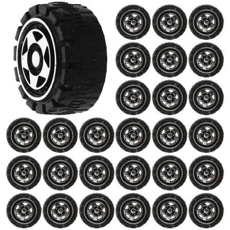 Huaq 50Pcs Toy Wheels Toy Car Wheels Replacement Car Wheels DIY Car Assemble Wheels Kids Playthings