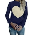 thumbnail image 2 of Women Oversized Sweater Cute Love Hearts Print Long Sleeve Pullover Tunic Sweaters Lightweight Fashion Loose Fit Crew Neck Cable Knit Jumper Tops, 2 of 6