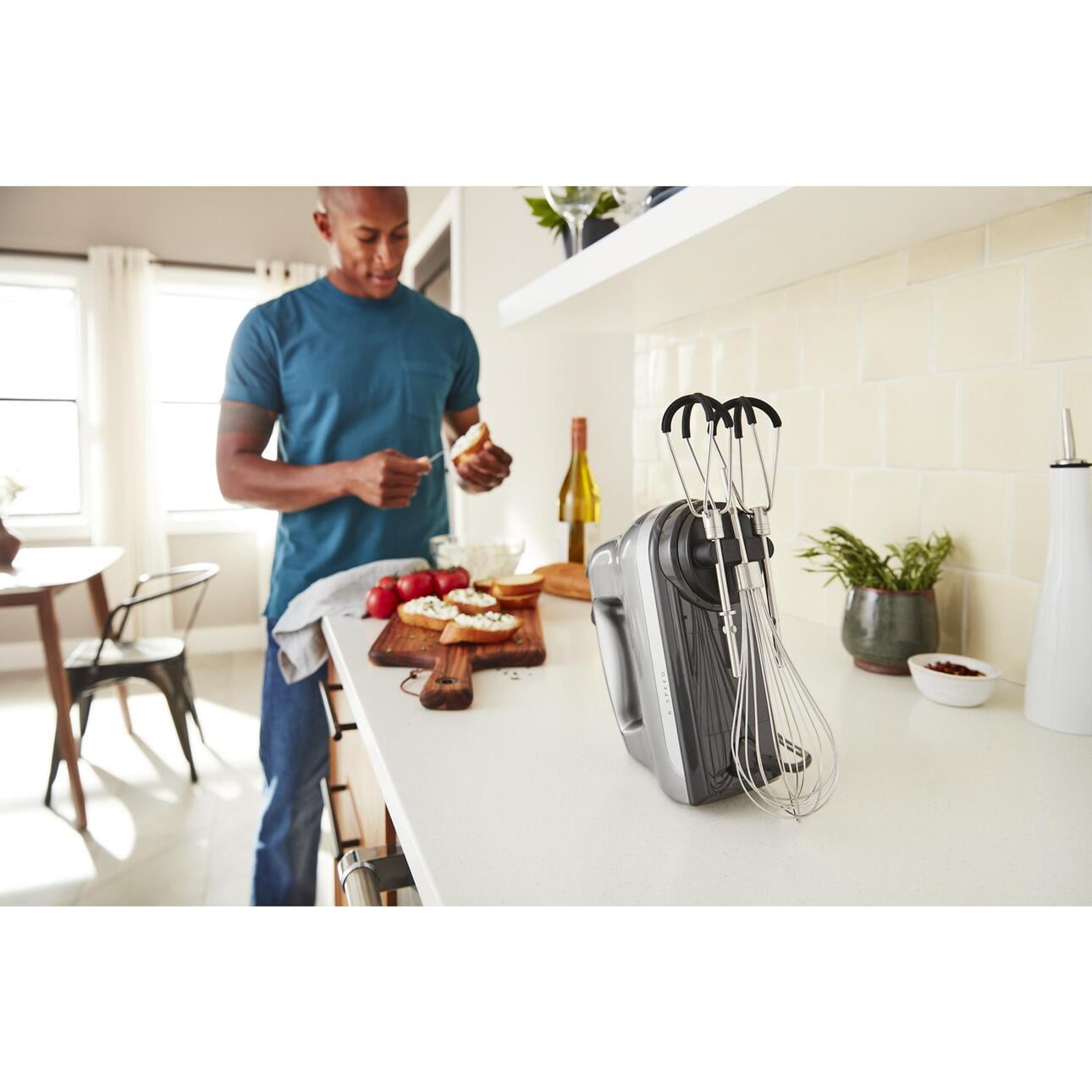 KitchenAid 6 Speed Hand Mixer with Flex Edge Beaters, Corded Electric Hand Mixer, Contour Silver