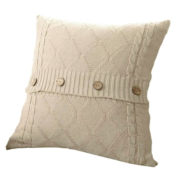 HBFAGFB Pillow Cases Knitting Button Fashion Throw Pillow Sofa and Cushion Cover Home Decor Beige Size A