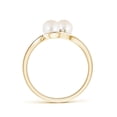 thumbnail image 2 of ANGARA Double Freshwater Cultured Pearl Ring with Diamond Accents in 14K Yellow Gold for Women | June Birthstone, Birthday, Anniversary, Jewelry Gift for Women | Pearl Ring, 2 of 7