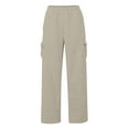 thumbnail image 5 of BRDFRL Cargo Pants for Women Y2K Casual Baggy Joggers Elastic Waist Wide Leg Pants with Pockets Beige 2XL, 5 of 6