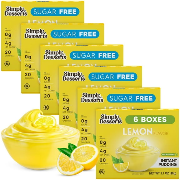 Simply Desserts Lemon Instant Pudding, Sugar-Free, 6-Pack – Healthy Dessert, Keto Snacks, Vegan & Diabetic-Friendly, Kosher, 1.7 Oz Ea