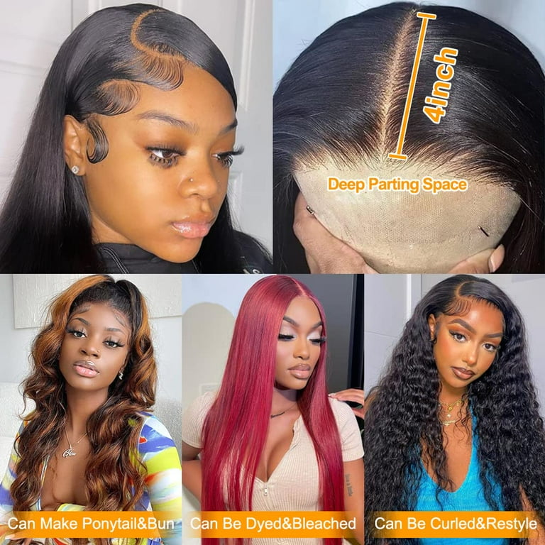  Long Human Hair Wigs Remy Straight T Part Lace Frontal Wigs  Glueless 150% Density Bleached Knots Two Tone Brown to Blonde Hair Wig For  Black Women (20 inches) : Beauty