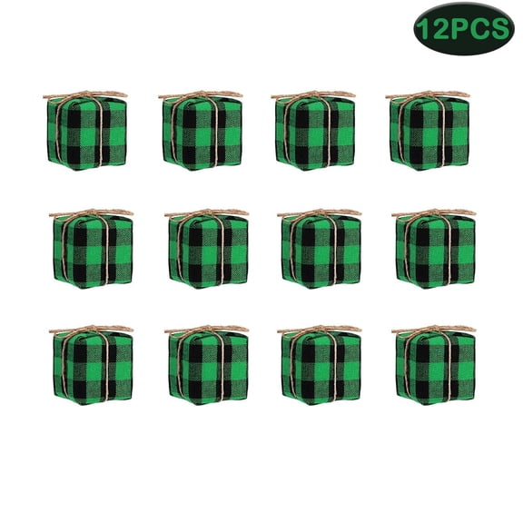 Minzimin 12PCS Buffalo Plaid Christmas Tree Ornaments Small Gift Boxes Hanging Decorations Mini Gift Boxes Christmas Hanging Ornaments for Xmas Tree Party Decor