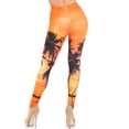 thumbnail image 2 of Plus Size - Creamy Soft Women's Laser Print Skin Smoothing Fashion Print Leggings - Sunset Palm, 2 of 2