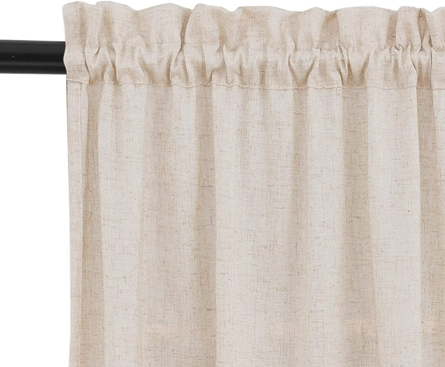 Linen Textured Short Curtains Kitchen Tiers Solid Color Cafe Drapes Rod Pocket