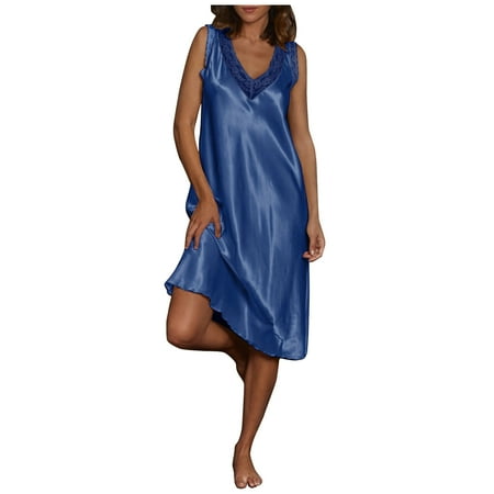 

Womens V Neck Homewear Pajamas Mid Dress Nightgowns Sleepwear