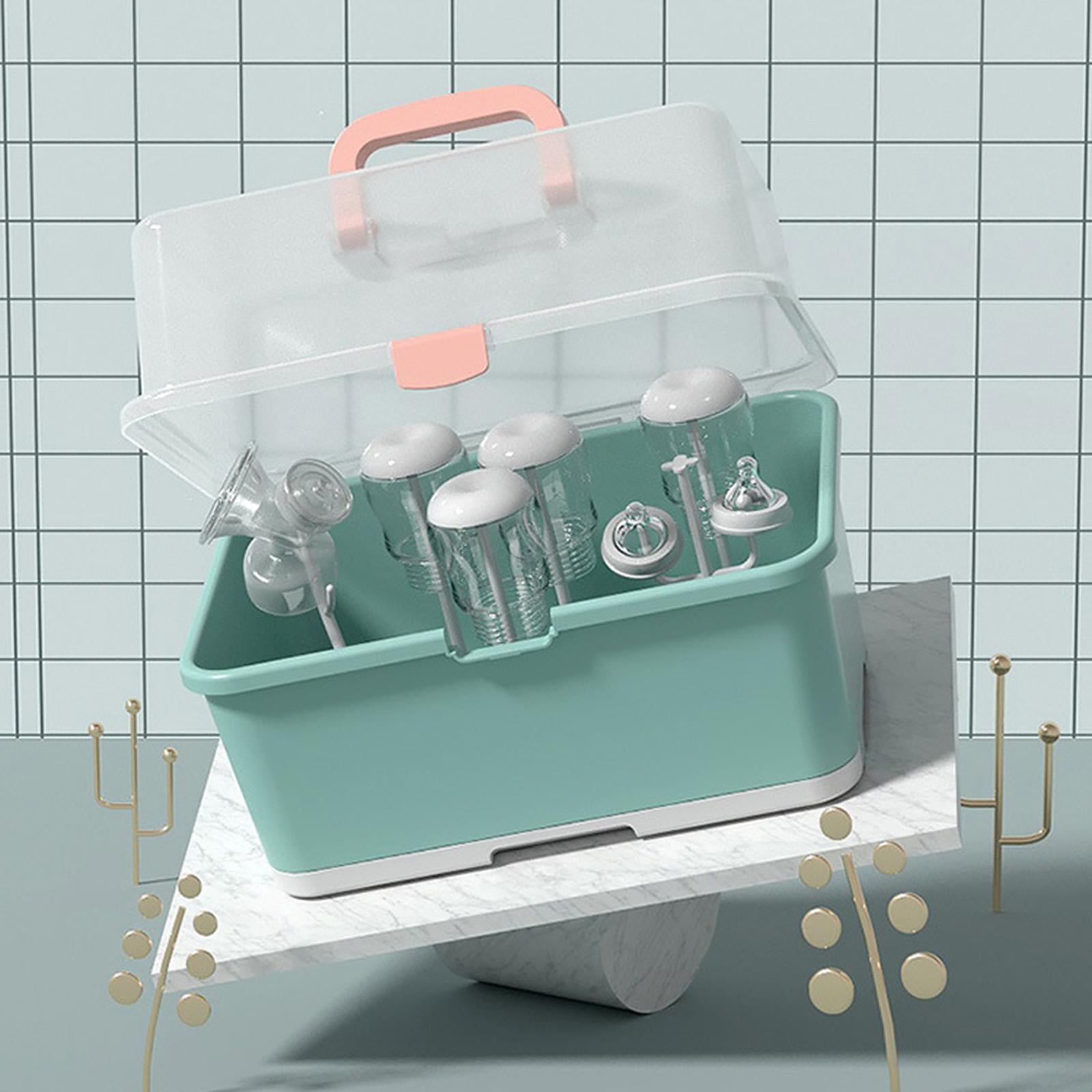 LeeQinersw Baby Bottle Drying Rack with Cover Dust-Proof Countertop Dryer Drain Drying Rack Green