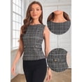 thumbnail image 2 of DARING DIVA Women's Tweed Elegant Crew Neck Business Vest Tops M Black, 2 of 7