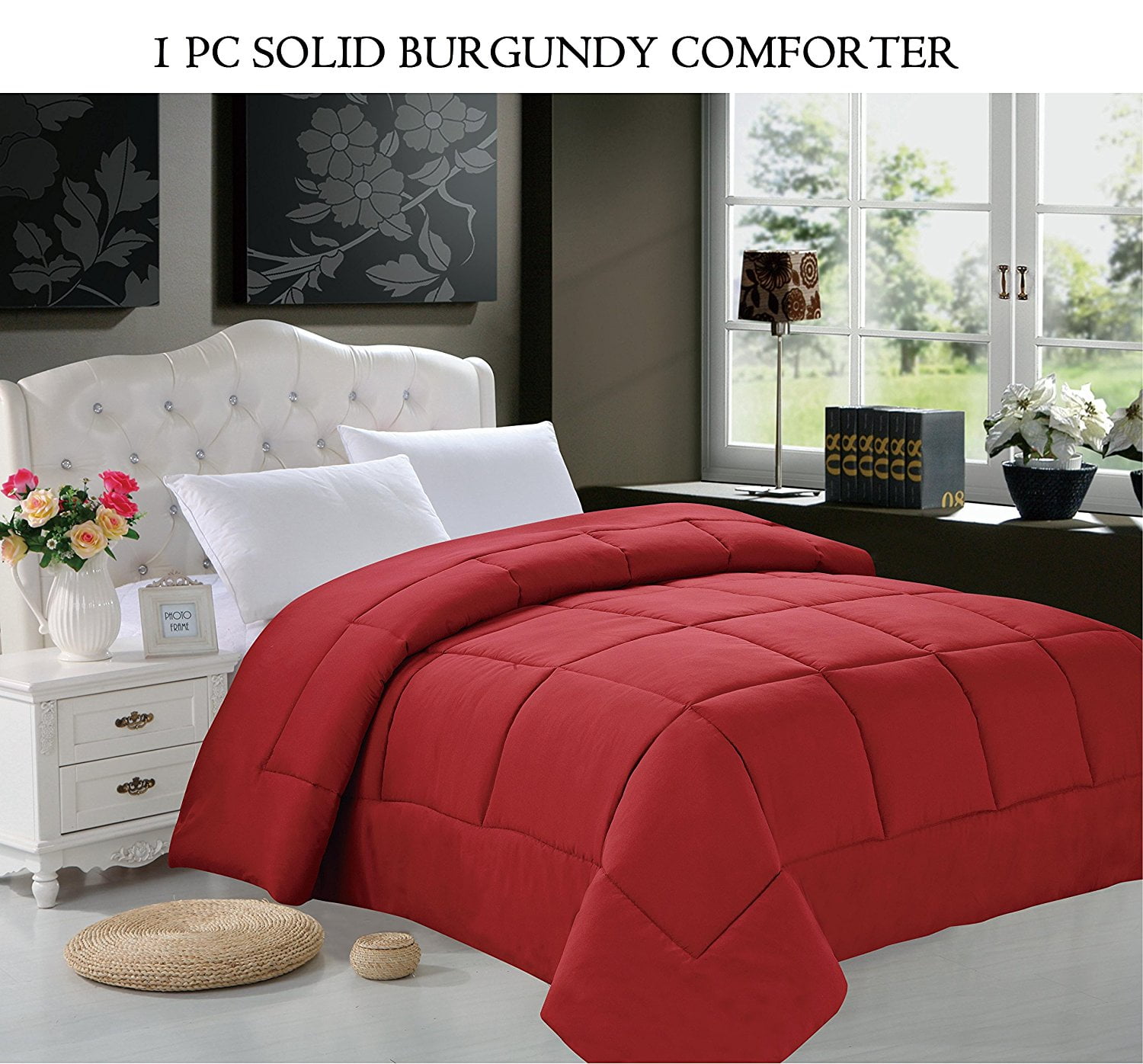 Elegant Comfort Goose Down Alternative 1pc SOLID Burgundy ...