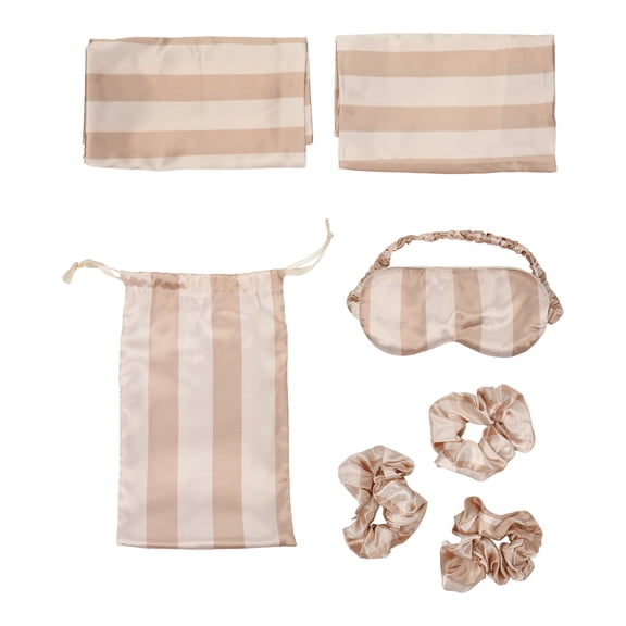 Striped Print 6-Pack Pillowcase Eye Mask & Scrunchies Set-King