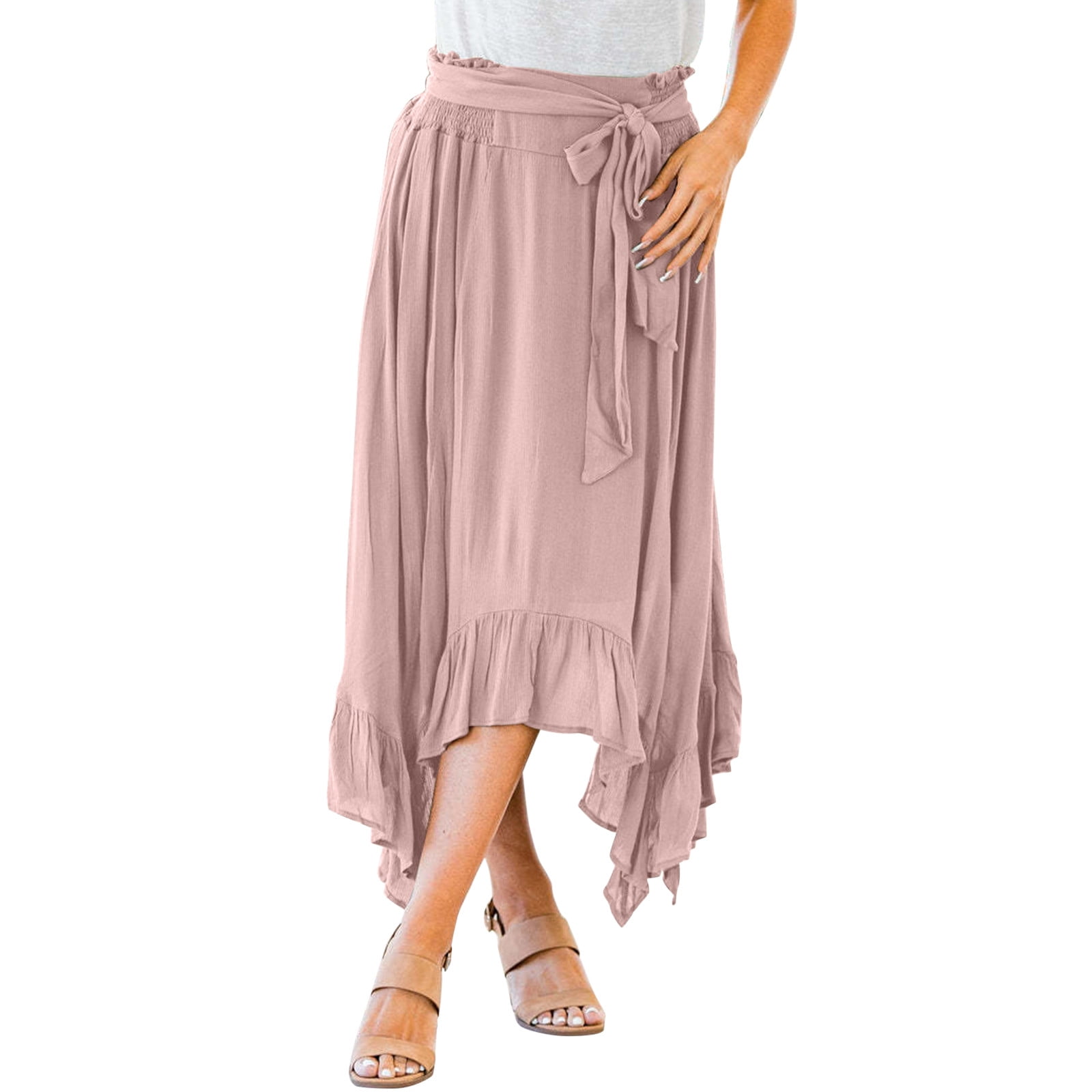 Elegant Ripple Bandage Asymmetrical Loose High Waist Type A Full Print Bottoms Elegant Ripple Bandage Asymmetrical Loose High Waist Type A Full Print Bottoms