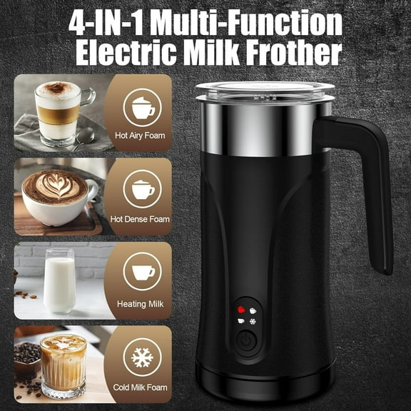 4-in-1 Milk Frother and Steamer, Automatic Hot and Cold Foam Maker for Coffee, Latte, Cappuccino, Matcha