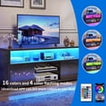 thumbnail image 4 of Dextrus High Gloss TV Stand with LED Ambient Lights, Modern TV Stand with Open Shelf Storage Cabinet for 55 inch TV, Black, 4 of 10