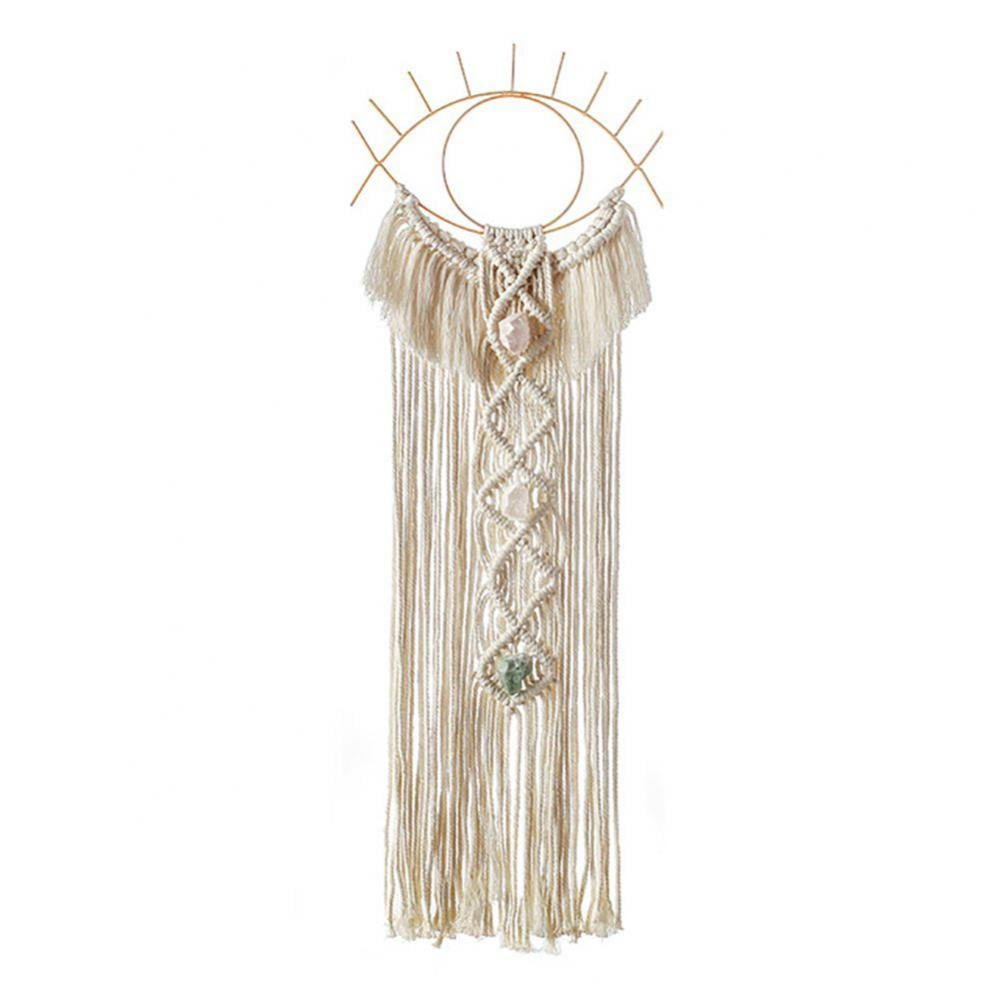 Macrame Wall Hanging Evil Eye Tapestry Boho Decor With Crystal Stone Wedding Wall Decoration Home Decor Art