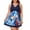 Blue Printed, variant on Womens Plus Size Swimsuits with Shorts One Piece Bathing Suit Floral Printed Swimwear Padded High Waist Swimdress