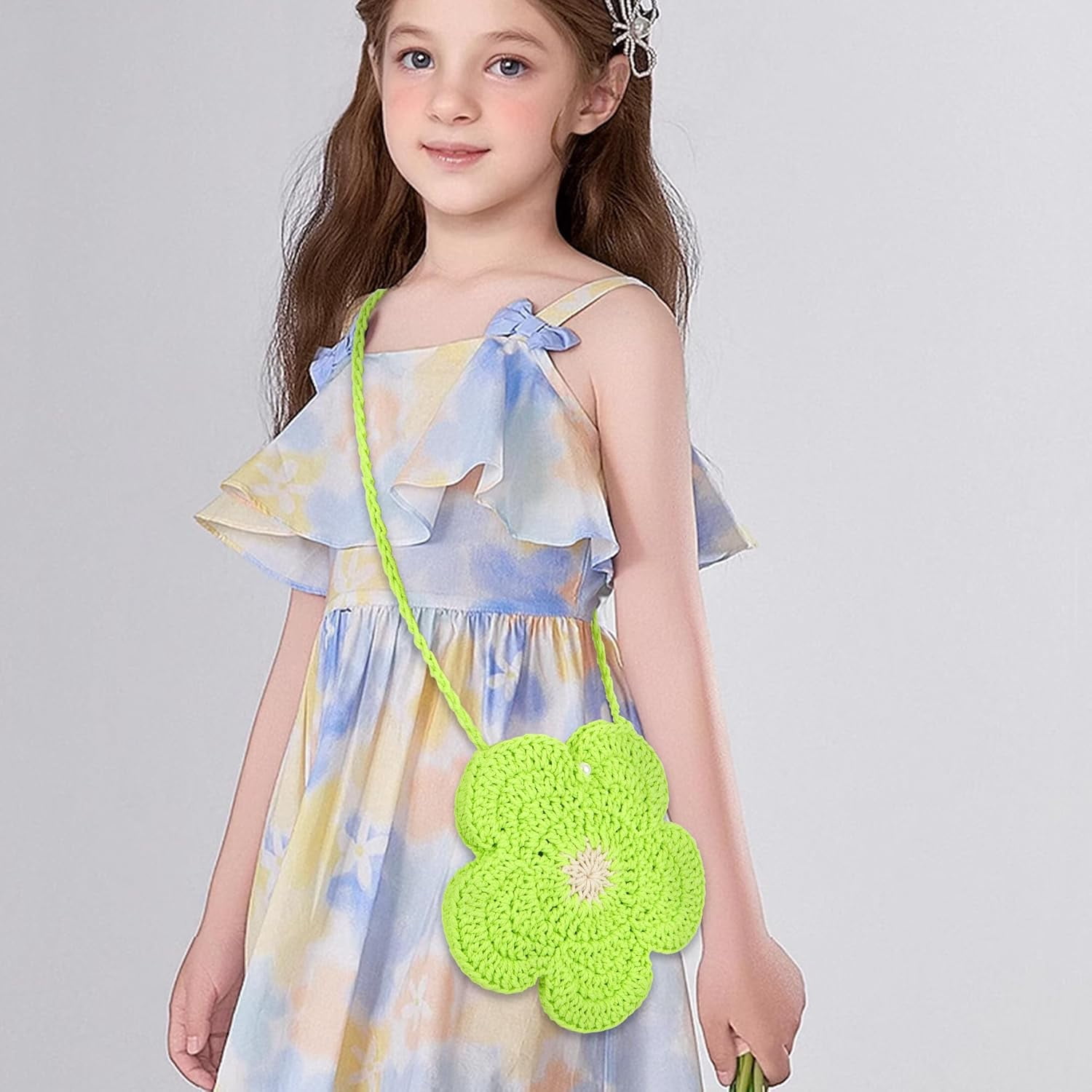 Women Mini Flower Cotton Crochet Crossbody Shoulder Bag Handbag Purse