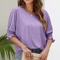 thumbnail image 5 of Blouses for women Casual Color Round Neck Short Sleeve Tops Blouses Blouses for Women Fashion, 5 of 5