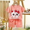 thumbnail image 2 of XUELUO Baby Boys Casual Outfit Sets Summer Cartoon Animal Print Crew Neck Short Sleeve Tshirts Tops And Shorts 2 Piece Outwear,Pink,12-18 Months, 2 of 4