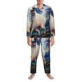 thumbnail image 3 of Picia Vintage Starry Sky Puppy Pattern Men’s Long-Sleeve Sleepwear Set - Soft 2-Piece Loungewear with Pockets, Comfy PJs for Relaxing Nights-XX-Large, 3 of 7