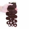 thumbnail image 4 of MY-LADY Tape in Natural Russian Human Hair Extensions Curly Body Wavy Glue Highlight Hairpiece US Stock 20PCS 22" #99J Wine red, 4 of 10