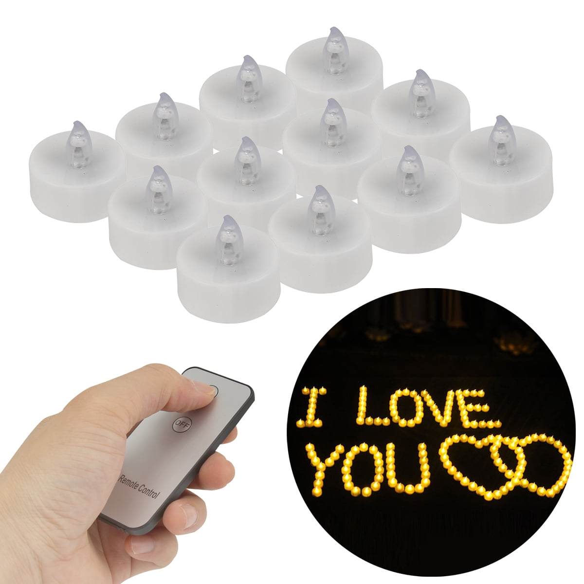 12Pcs Remote Control LED Tea Lights Battery Operated Candles fr Party Decoration