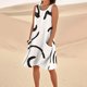 thumbnail image 3 of WILLBEST Vestido Lino Para Mujer, Vestido Informal De Playa Hasta La Rodilla, Sin Mangas, Estampado De Verano, Con Bolsillos, 3 of 3