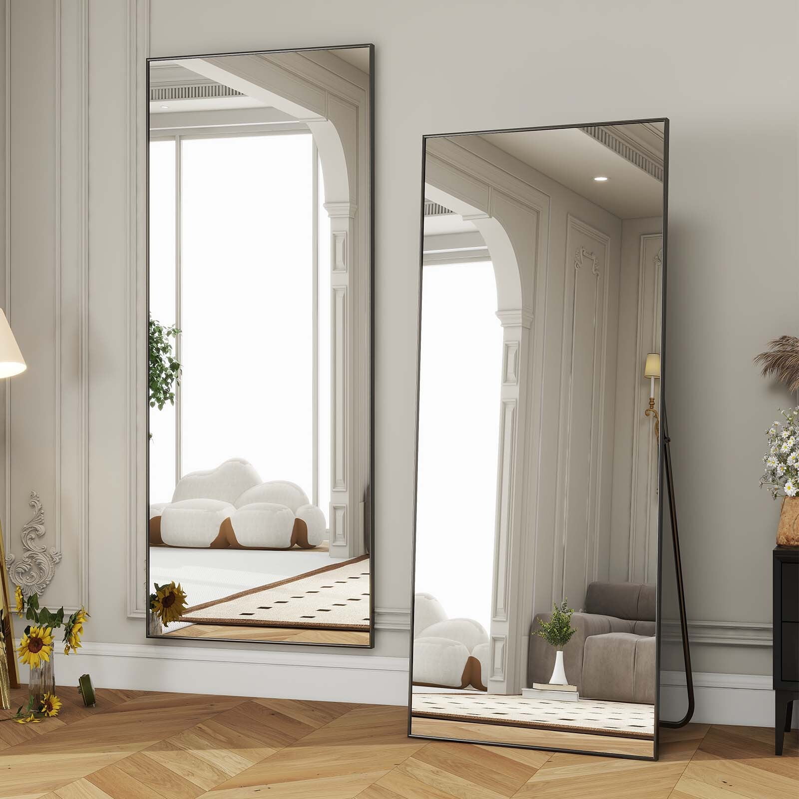 Anyrose 71"x 26" Full Length Mirror Rectangular Floor Standing Mirror Wall Mounted, Black