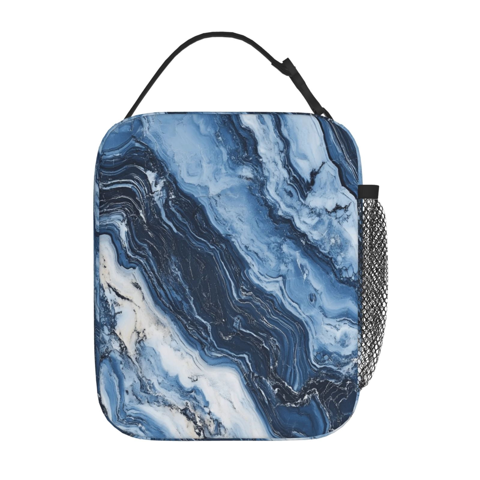 Lunch Bag For Women Men Insulated Portable Lunch Box Bento Box Office Picnic Travel Cooler Bag Slateblue Marble_3