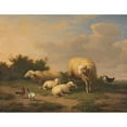 thumbnail image 3 of Eugène Joseph Verboeckhoven 14x12 Black Modern Framed Museum Art Print Titled - Sheep and Lambs (1853), 3 of 5