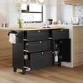 thumbnail image 2 of Go Green Woods TOPMAX Kitchen Islands with 2 Seatings, Solid Wood Black, 2 of 31