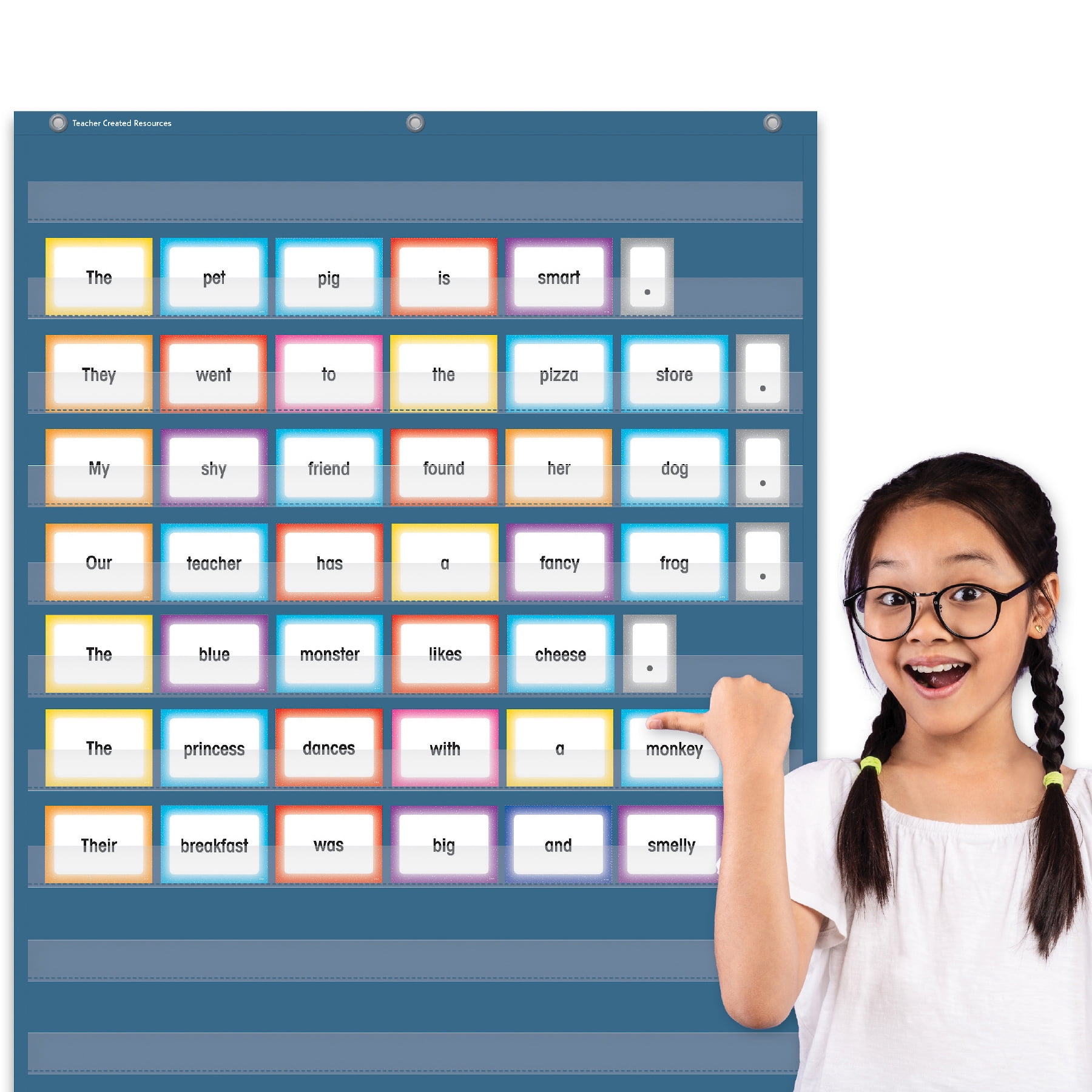 Teacher Created Resources Slate Blue 10 Pocket Chart, 34" x 44"