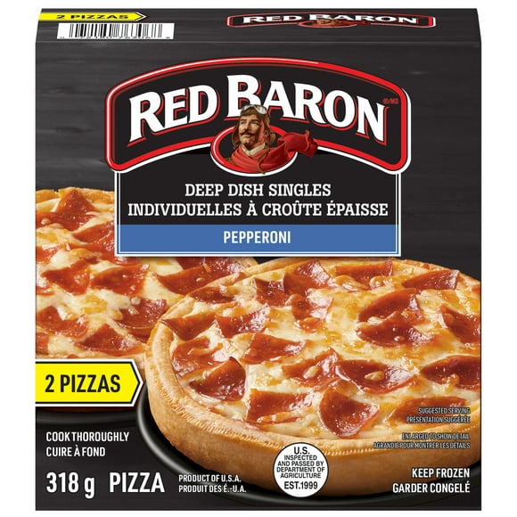 Pizza Deep Dish Pepperoni Red Baron en portion individuelle RED BARON Pizza profonde au pepperoni surgelée en portion individuelle