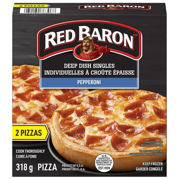 Pizza Deep Dish Pepperoni Red Baron en portion individuelle RED BARON Pizza profonde au pepperoni surgelée en portion individuelle