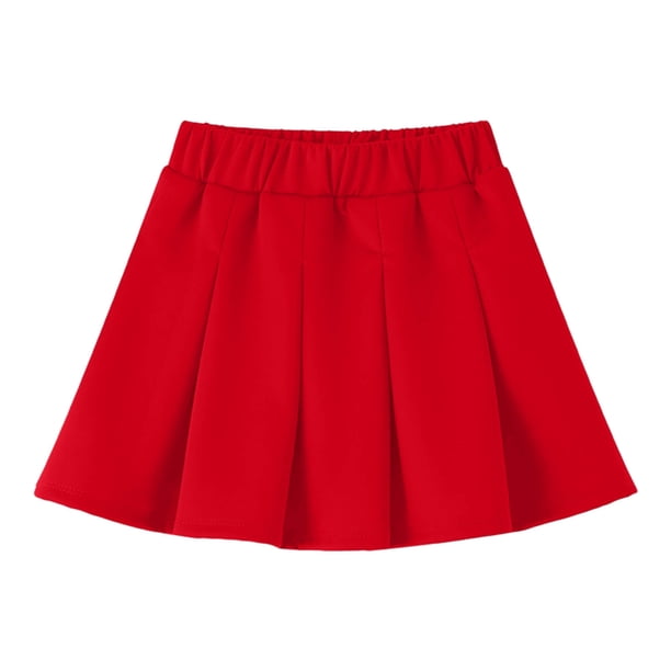 Odeerbi Niñas Falda Plisada Color Sólido Cintura Elástica Falda Uniforme de La Escuela