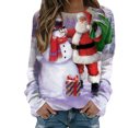 thumbnail image 1 of Chandail en Molleton de Noël pour Femmes Col Rond Pull Chaud Manches Longues Cardigan Imprimé Mode Pull Mi-Long Veste de Vacances Xmas, 1 of 4