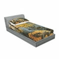 thumbnail image 3 of Ambesonne Tree Fitted Sheet & Pillow Sham Set, Maple Falling Leaves, Full, Grey Orange, 3 of 3