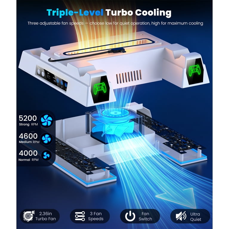 Esywen PS5 Stand with RGB Cooling Station photo 2