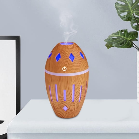 Electric Humidifier with Lights, 300ml Mute Portable Humidifier Air Diffuser for Tabletop Travel Bedroom Home , Brown