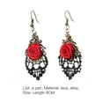thumbnail image 7 of UDIYO 1 Pair Women Fashion Lace Red Rose Hollow Dangle Hook Earrings Jewelry Gift, 7 of 7