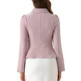 thumbnail image 3 of INSPIRE CHIC Women's Elegant Peter Pan Collar Long Sleeves Ruffled Hem Single Breasted Office Blazers XL Pink, 3 of 6