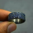 thumbnail image 2 of Men's Weddings Gift Band Ring 3Ct Round Cut Simulated Blue Sapphire 14K Black Gold Plated, 2 of 4