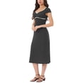 thumbnail image 4 of INSPIRE CHIC Women's Cap Sleeve Casual Classic Summer Midi Polka Dot Dresses M Black, 4 of 6