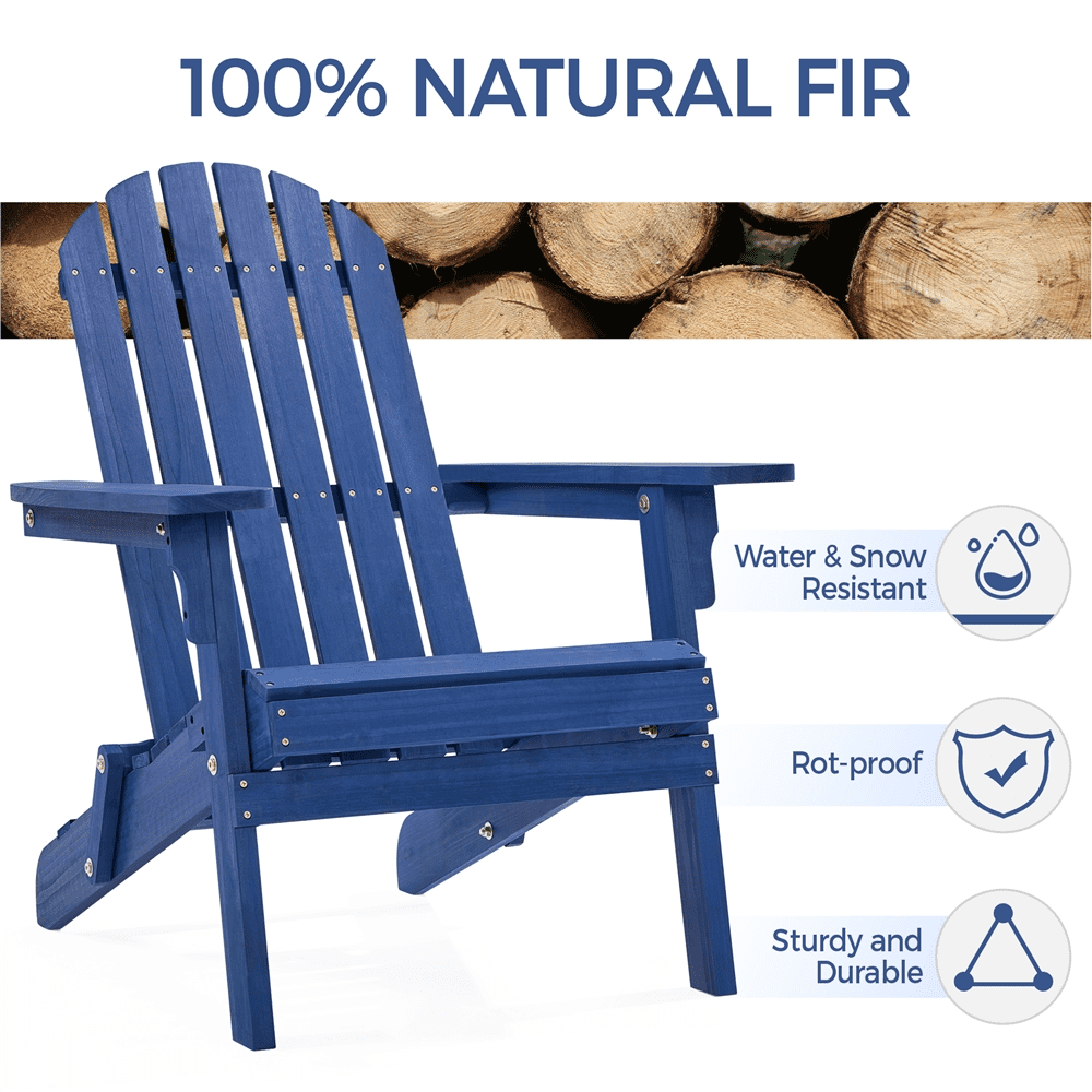 Alden Design Wooden Adirondack Chair, Blue for Patio