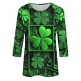 thumbnail image 5 of TrendVibe365 St Patricks Day Womens Tops 3/4 Sleeve T Shirt Green Plus Size Crew Neck Polyester Casual St. Patricks Day Blouse Tops for Irish Themed Gifts 2XL, 5 of 5