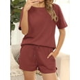 thumbnail image 2 of Cuteduck Waffle Knit Lounge For Women Two Piece Outfits Short Sleeve Top and Shorts Pajama Sets Tracksuit Sweatsuits S-XXL, 2 of 5