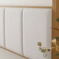 thumbnail image 5 of Queen Size Canopy Bed Frame with Upholstered Headboard, Solid Wood 4 Poster Bed with Slats, No Box Spring Needed, Mid-Century Modern Bed for Bedroom, Oak Brown, 5 of 12