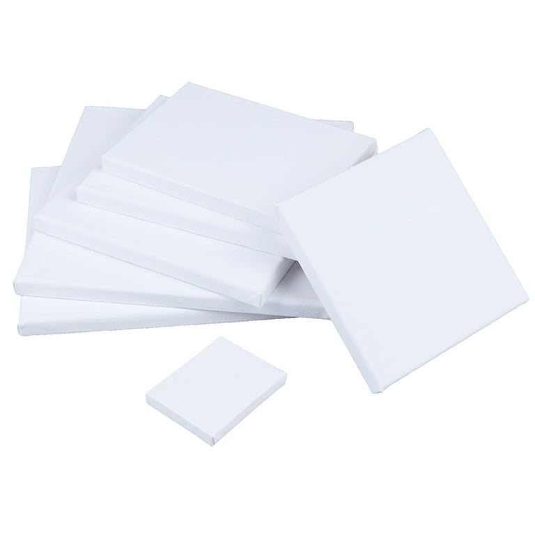 MIAHART 6 Pcs 4x4Mini Stretched Canvas White Blank Canvas 10x10cm Art  Canvases Boards for Acrylic Oil Painting and Decorating(10x10cm)